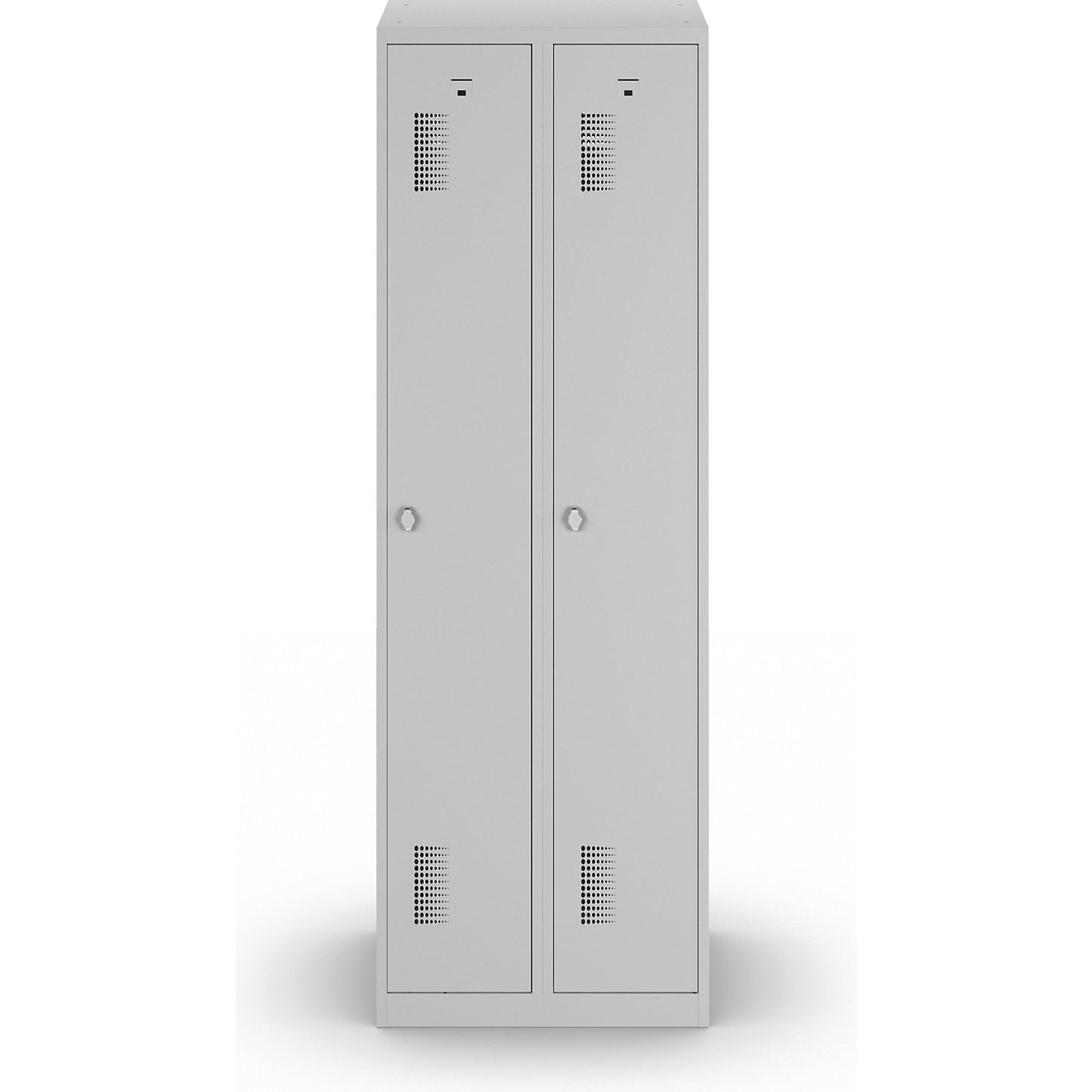 Amsterdam locker, 2 compartments, light grey, width 600 mm, rotary bolt.