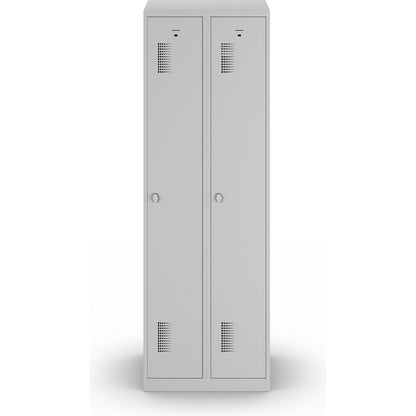 Amsterdam locker, 2 compartments, light grey, width 600 mm, rotary bolt.
