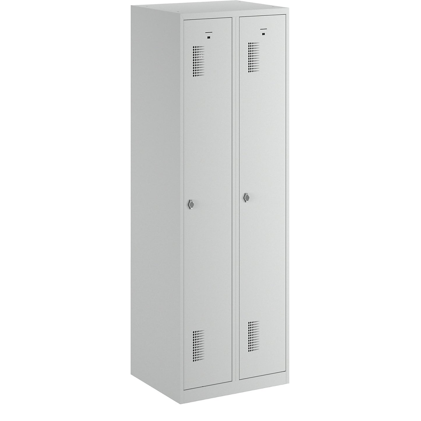 Amsterdam locker, 2 compartments, light grey, width 600 mm, rotary bolt.