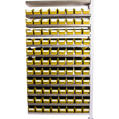 Boltless shelving unit with shelf bins, shelf unit height 1790 mm, extension shelf unit, depth 300 mm, 88 bins - yellow.