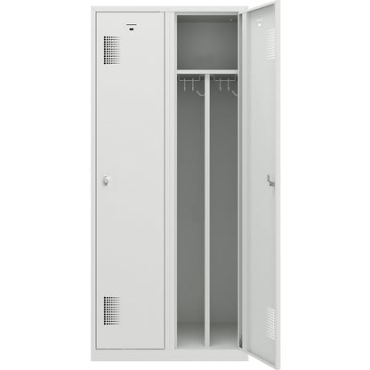 Amsterdam clean and dirty locker, centre divider, 2 compartments, light grey, width 800 mm.
