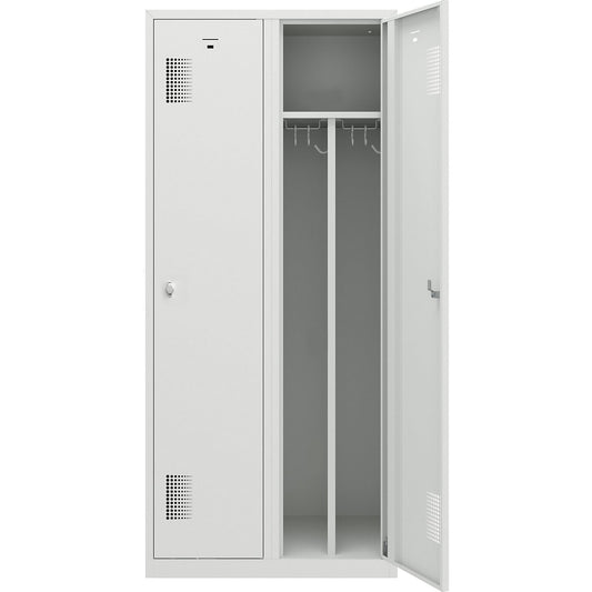Amsterdam clean and dirty locker, centre divider, 2 compartments, light grey, width 800 mm.