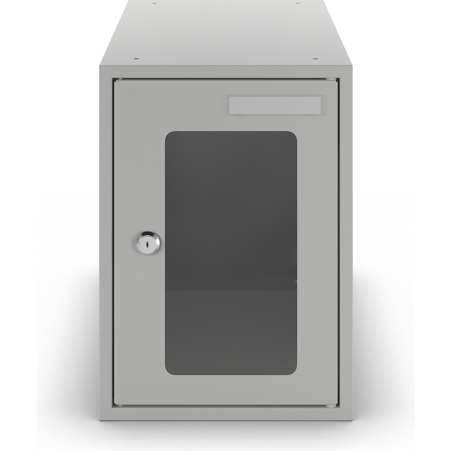 Cube locker, HxWxD 350 x 250 x 450 mm, vision panel door, light grey.