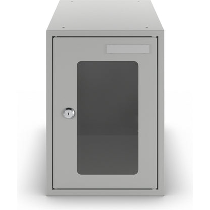 Cube locker, HxWxD 350 x 250 x 450 mm, vision panel door, light grey.
