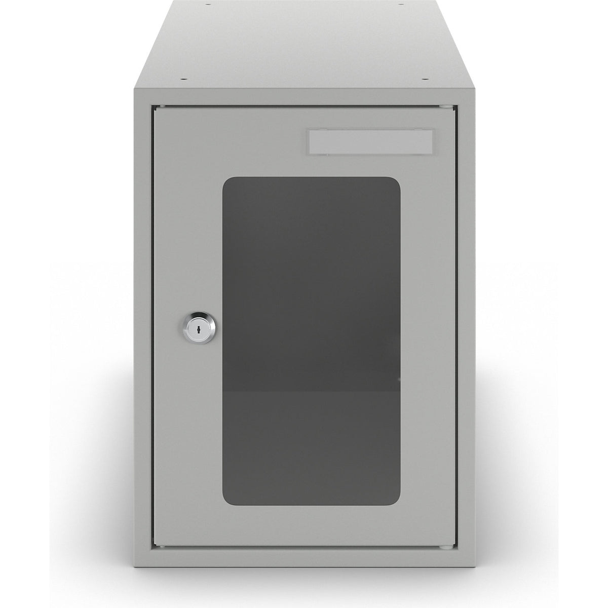 Cube lockers, vision panel, HxWxD 350 x 250 x 450 mm, light grey.