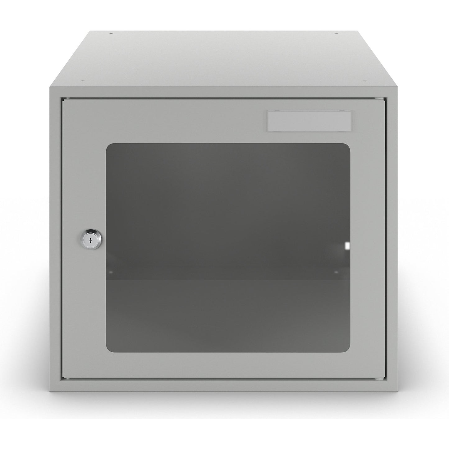 Cube locker, HxWxD 350 x 400 x 450 mm, vision panel door, light grey.