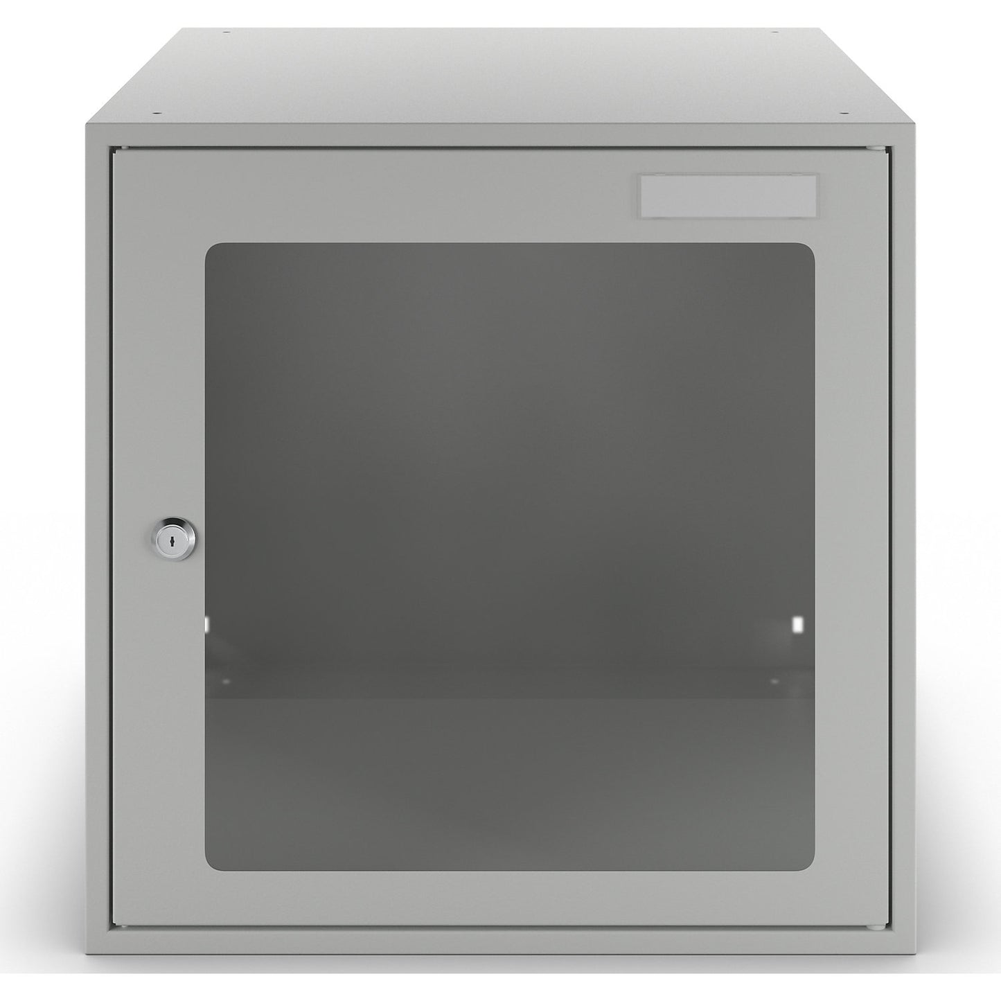 Cube locker, HxWxD 450 x 450 x 450 mm, vision panel door, light grey.