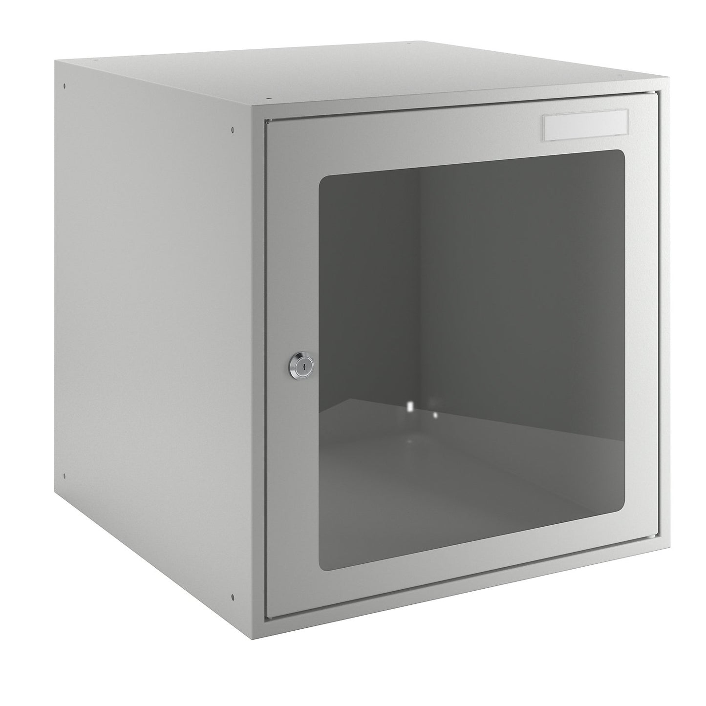 Cube locker, HxWxD 450 x 450 x 450 mm, vision panel door, light grey.