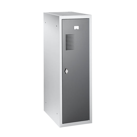 Amsterdam combination compartment locker, single module, light grey / basalt grey, width 300 mm, rotary bolt.