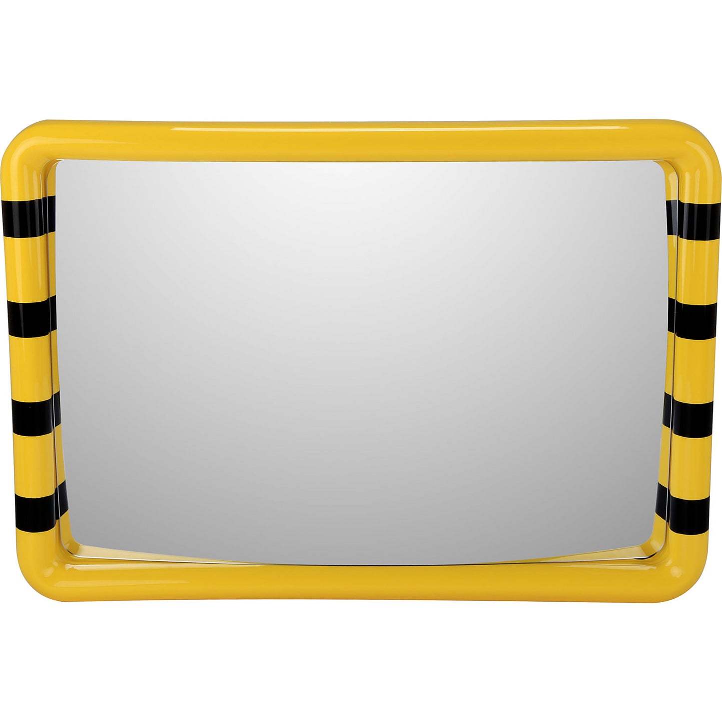 Observation mirror, frame with yellow/black warning stripes, WxH 600 x 400 mm.