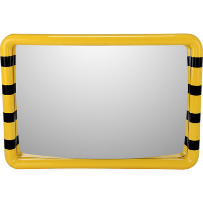 Observation mirror, frame with yellow/black warning stripes, WxH 900 x 600 mm.