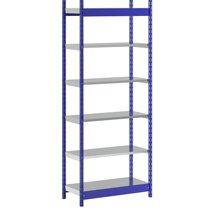 Stable boltless shelf unit, single sided, shelf unit height 2500 mm, blue / zinc-plated, shelf width 1025 mm, basic shelf unit, width x depth 1025 x 500 mm.