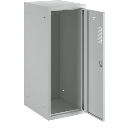 Amsterdam combination compartment locker, single module, light grey, width 400 mm, rotary bolt.