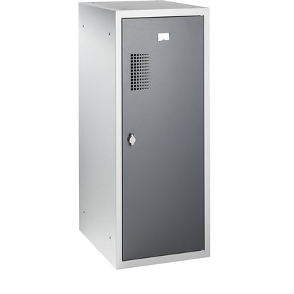 Amsterdam combination compartment locker, single module, light grey / basalt grey, width 400 mm, rotary bolt.