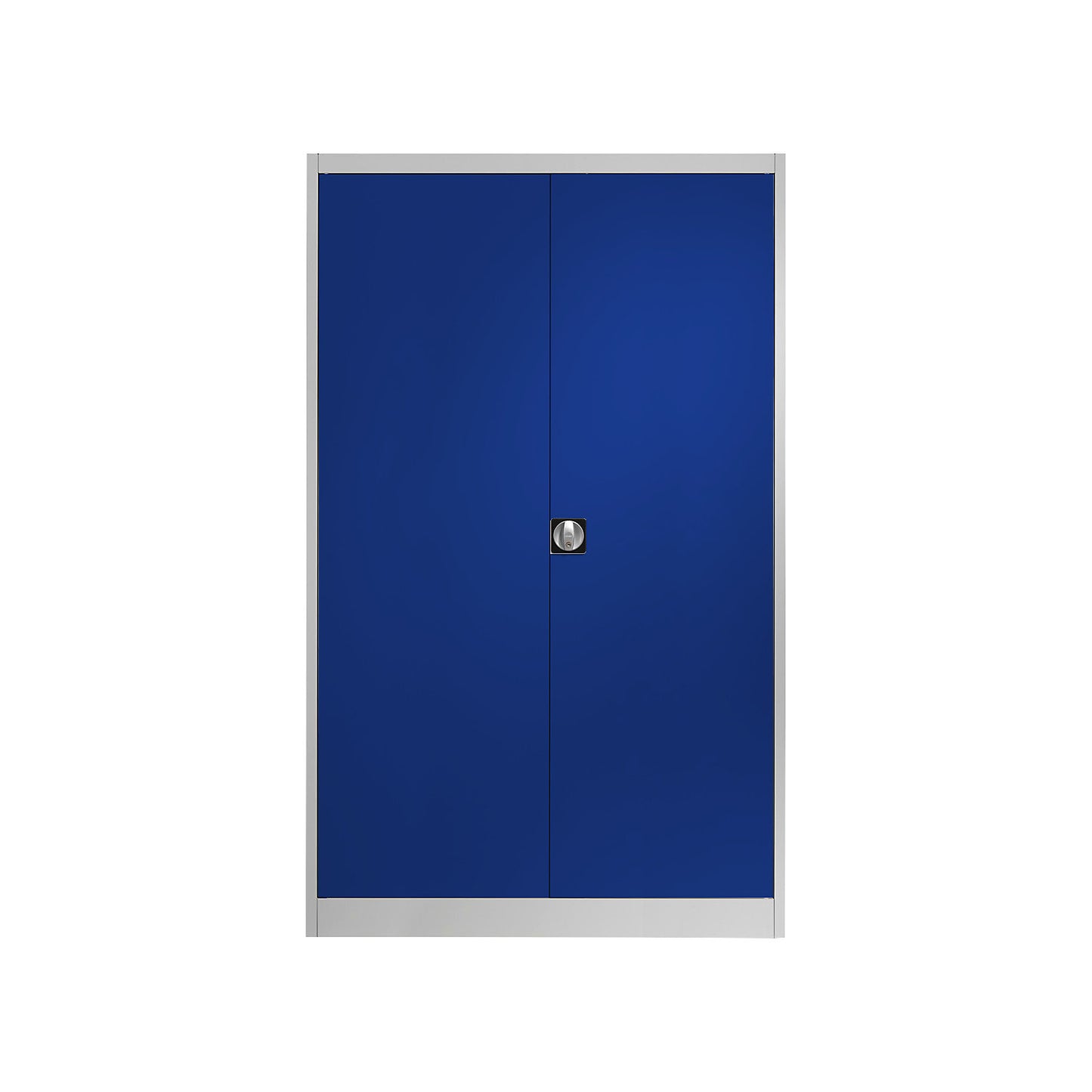 Steel cabinet with double doors, 4 shelves, width 1200 mm, light grey / ultramarine, external depth 500 mm.