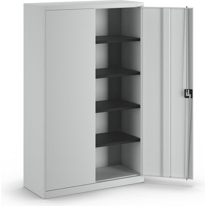 Steel cabinet with double doors, 4 shelves, width 1200 mm, light grey, external depth 500 mm.