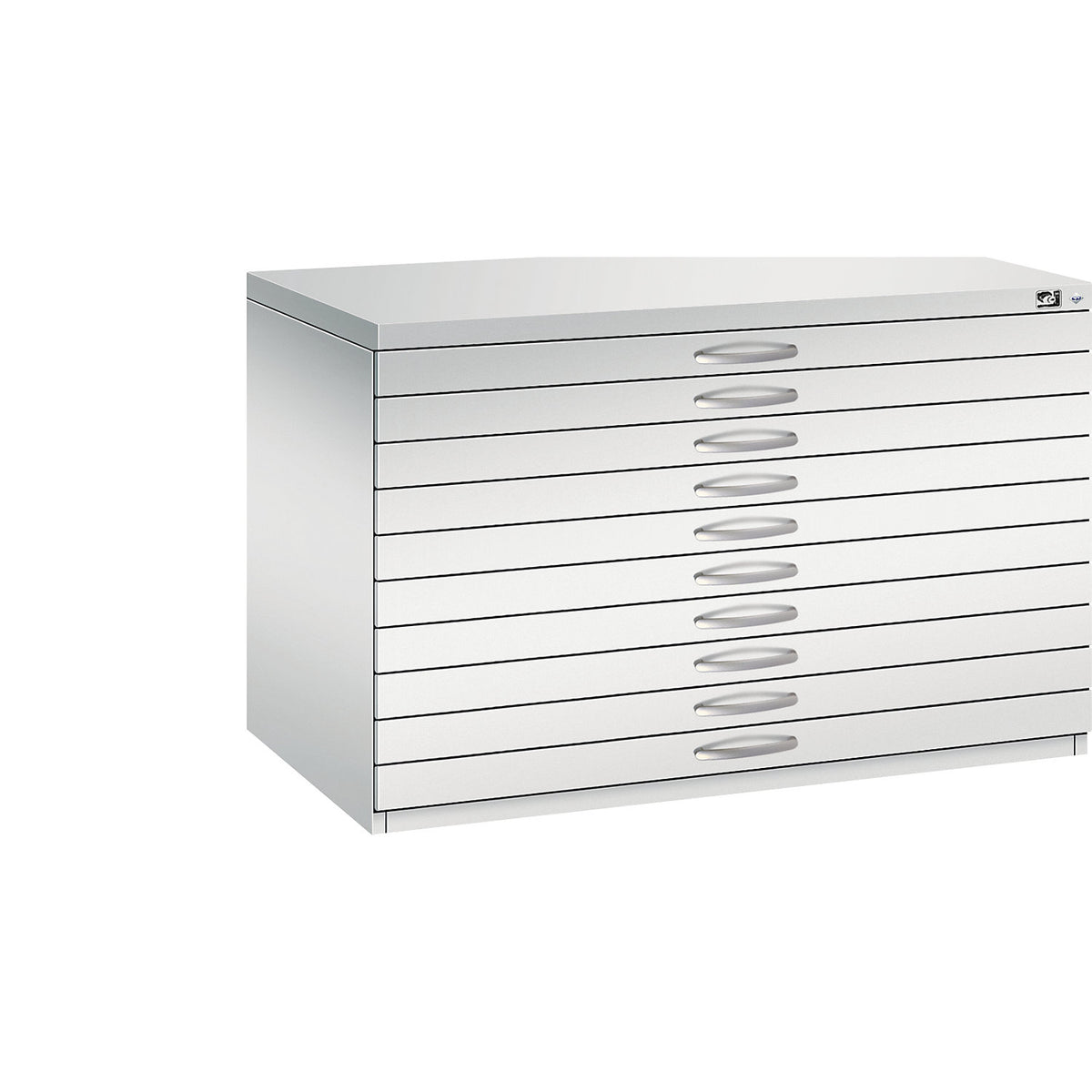 Drawing cabinet, A1, 10 drawers, height 760 mm, light grey.