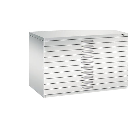 Drawing cabinet, A1, 10 drawers, height 760 mm, light grey.