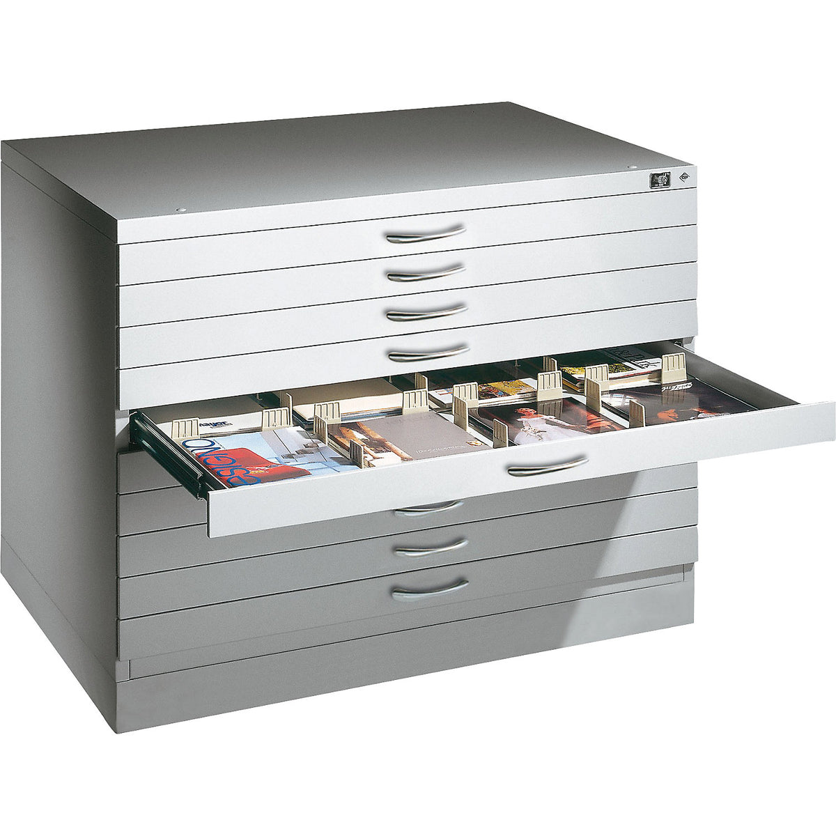 Drawing cabinet, A1, 10 drawers, height 760 mm, light grey.