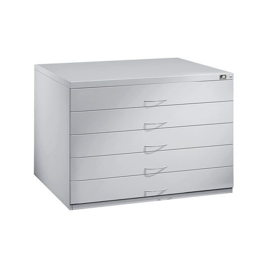 Drawing cabinet, A0, 10 drawers, height 760 mm, light grey.
