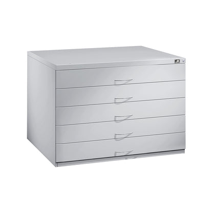 Drawing cabinet, A0, 10 drawers, height 760 mm, light grey.