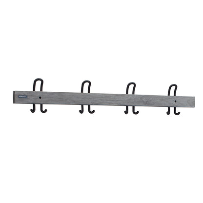 Coat rail with double hooks, length 1000 mm, 4 double hooks, oak silver cover.