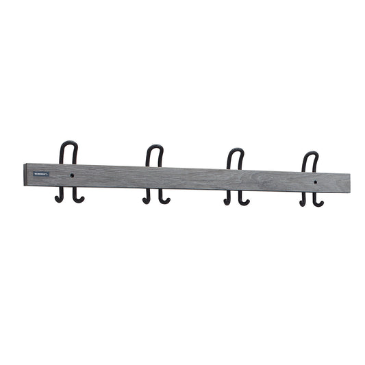Coat rail with double hooks, length 1000 mm, 4 double hooks, oak silver cover.