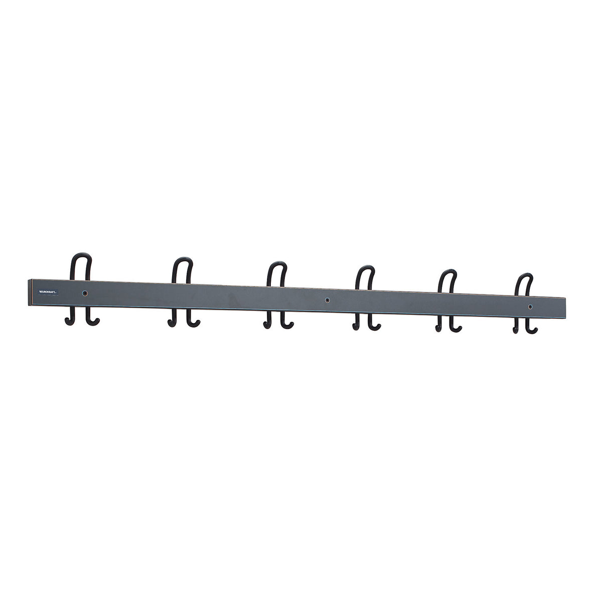 Coat rail with double hooks, length 1500 mm, 6 double hooks, basalt grey.