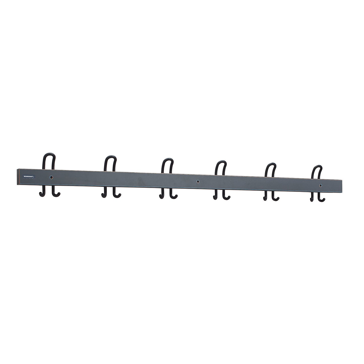 Coat rail with double hooks, length 1500 mm, 6 double hooks, basalt grey.