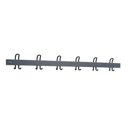 Coat rail with double hooks, length 1500 mm, 6 double hooks, basalt grey.