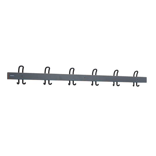 Coat rail with double hooks, length 1500 mm, 6 double hooks, basalt grey.