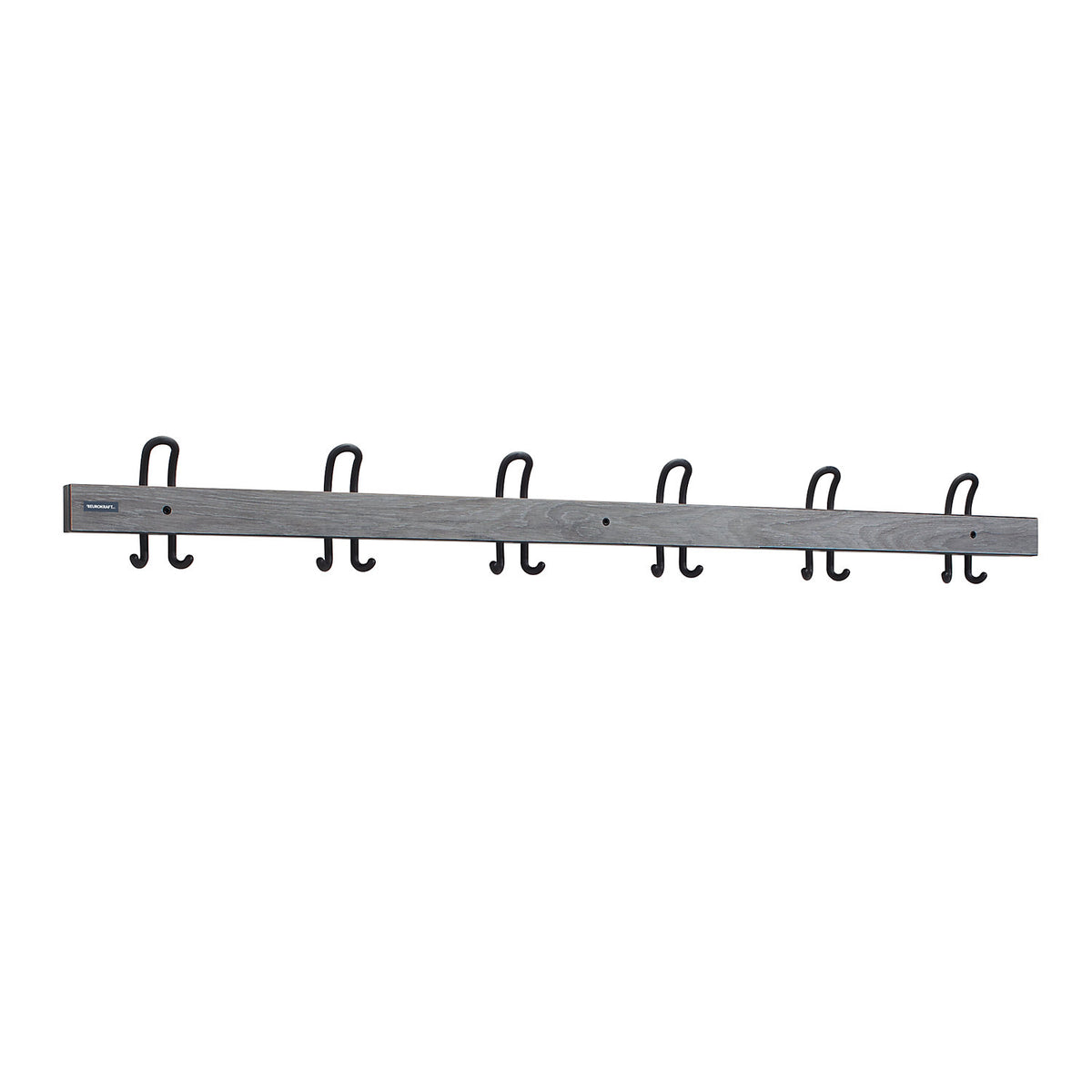 Coat rail with double hooks, length 1500 mm, 6 double hooks, oak silver.