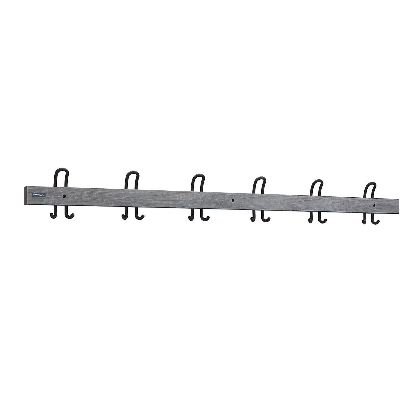 Coat rail with double hooks, length 1500 mm, 6 double hooks, oak silver.