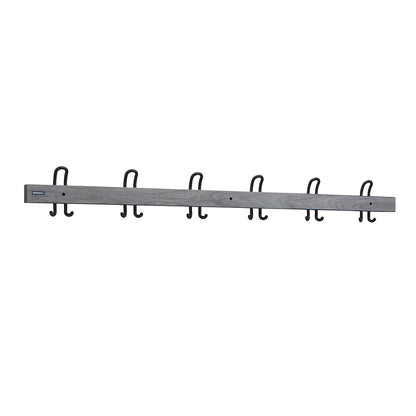 Coat rail with double hooks, length 1500 mm, 6 double hooks, oak silver.