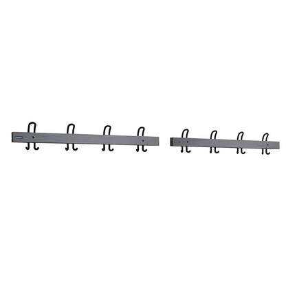 Coat rail with double hooks, length 2 x 1000 mm, 2 x 4 double hooks, basalt grey.