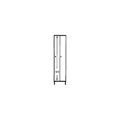 Munich locker, 2 compartments, light grey / gentian blue, W 600 mm, with feet.