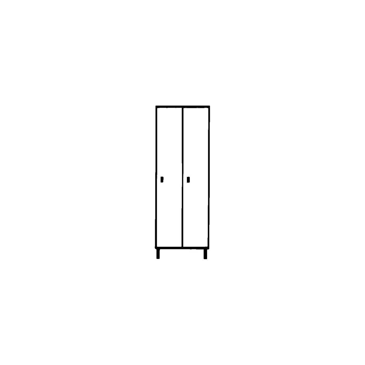 Munich locker, 2 compartments, light grey / silver grey, W 800 mm, with feet.