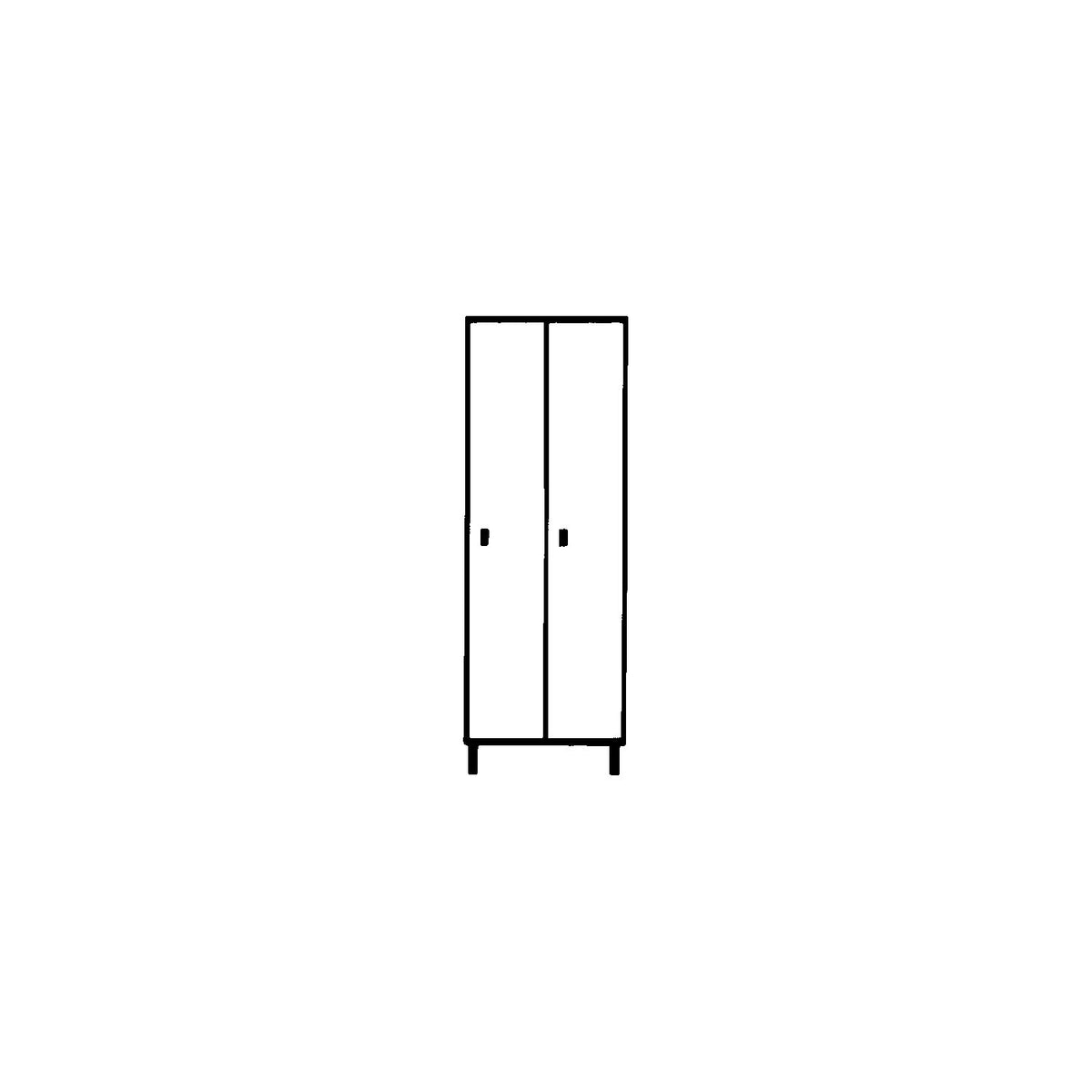 Munich locker, 2 compartments, light grey / flame red, W 800 mm, with feet.