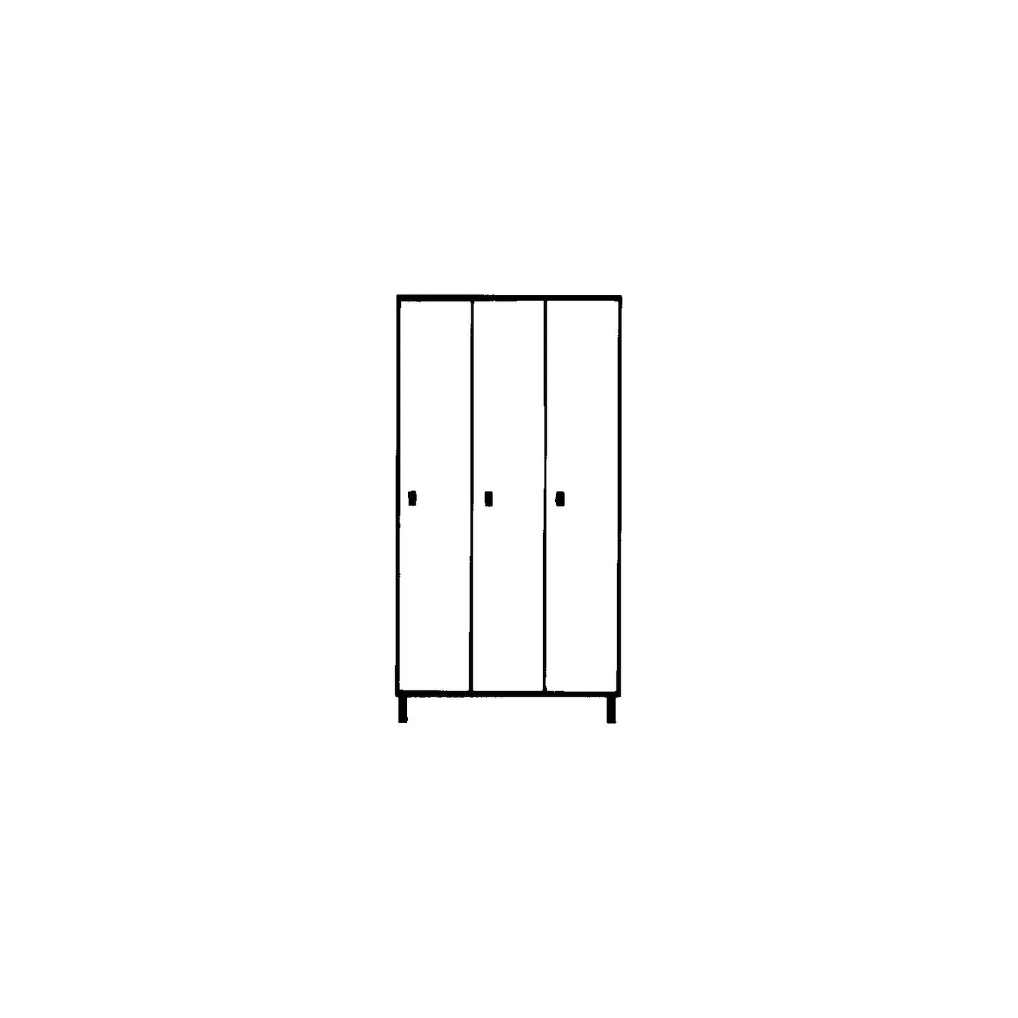 Munich locker, 3 compartments, light grey, W 900 mm, with base plinth.