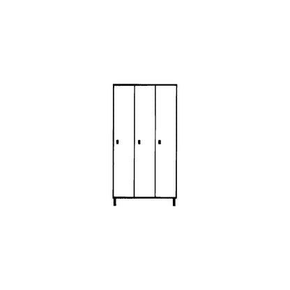 Munich locker, 3 compartments, light grey, W 900 mm, with base plinth.