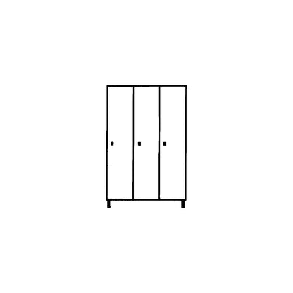 Munich locker, 3 compartments, light grey / flame red, W 1200 mm, with feet.