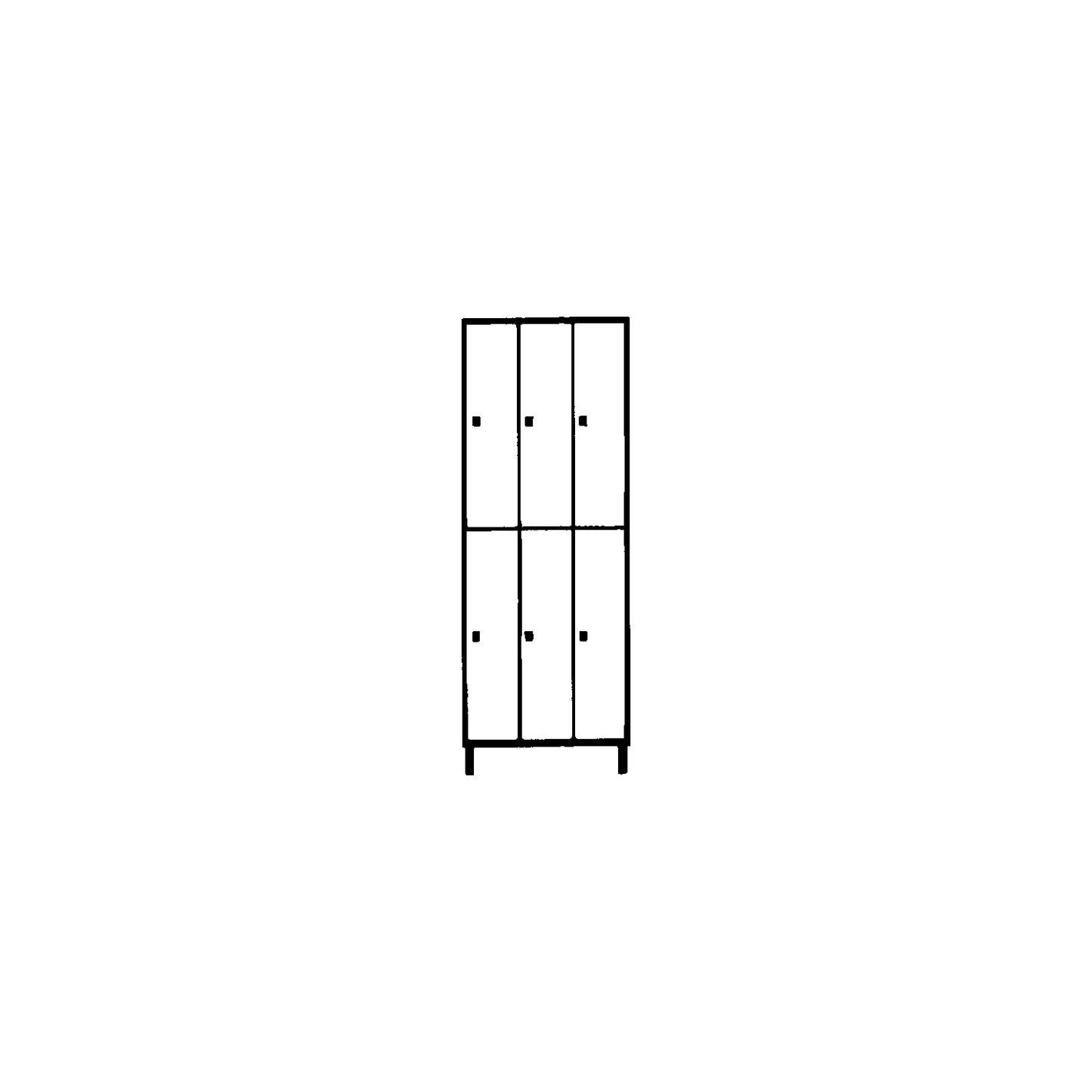 München double deck clothes locker, 3 compartments, W 900 mm, light grey / flame red, with feet.