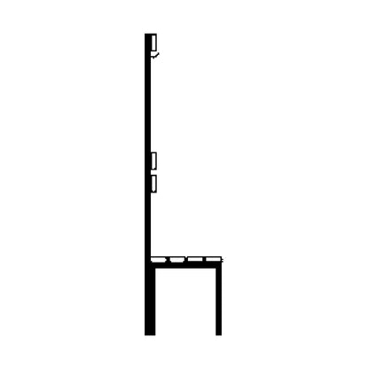 Changing room bench with back rest, single sided, PVC slats, length 1500 mm.