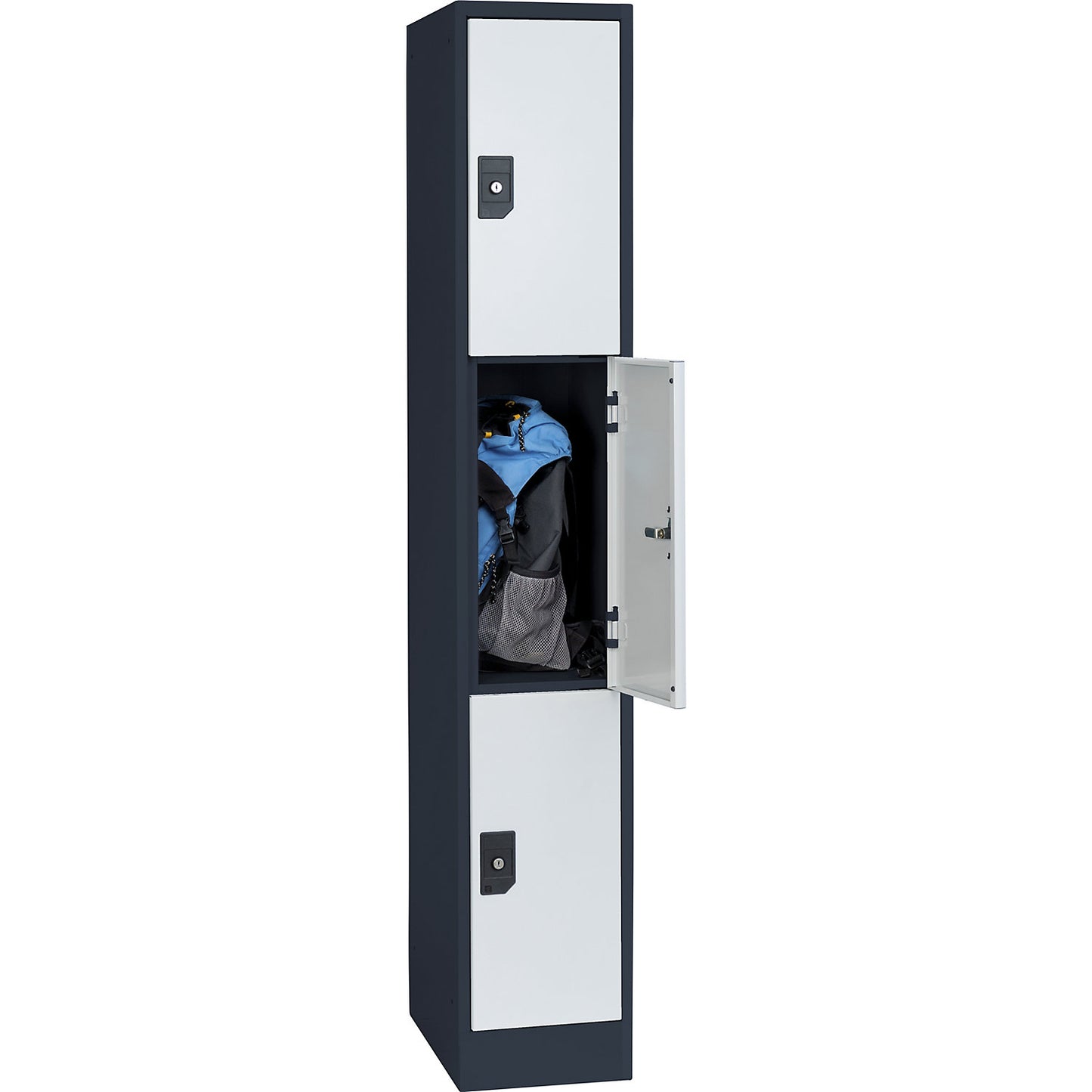 Stuttgart 3-fold compartment locker, 1 compartment, W 300 mm, charcoal / light grey.