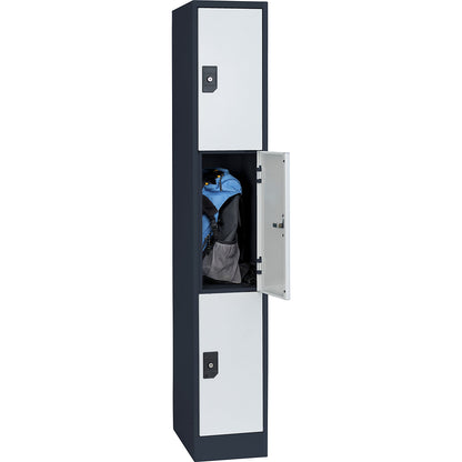Stuttgart 3-fold compartment locker, 1 compartment, W 300 mm, charcoal / light grey.