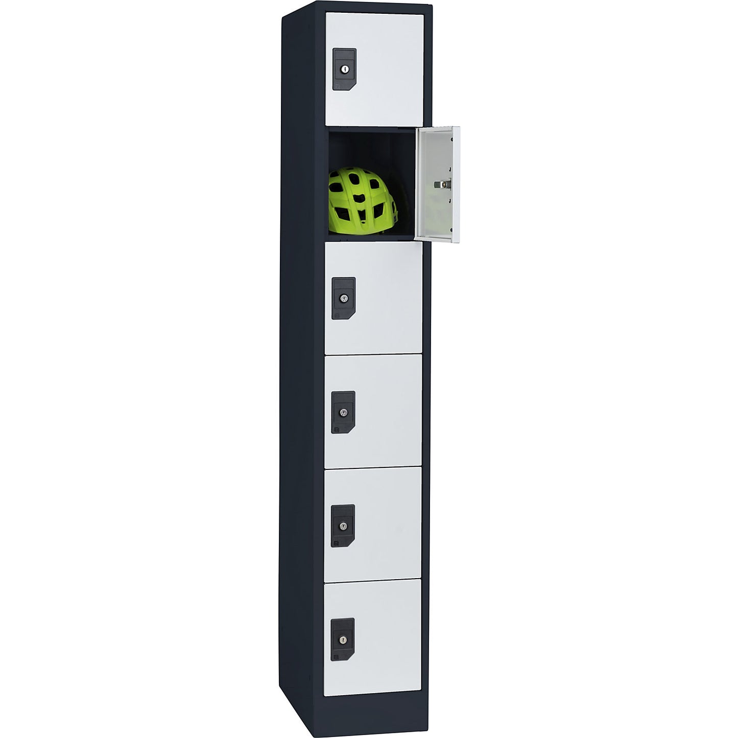 Stuttgart 6-fold compartment locker, 1 compartment, W 300 mm, charcoal / light grey.