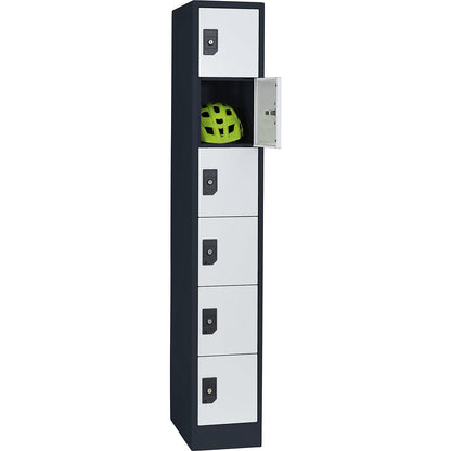Stuttgart 6-fold compartment locker, 1 compartment, W 300 mm, charcoal / light grey.
