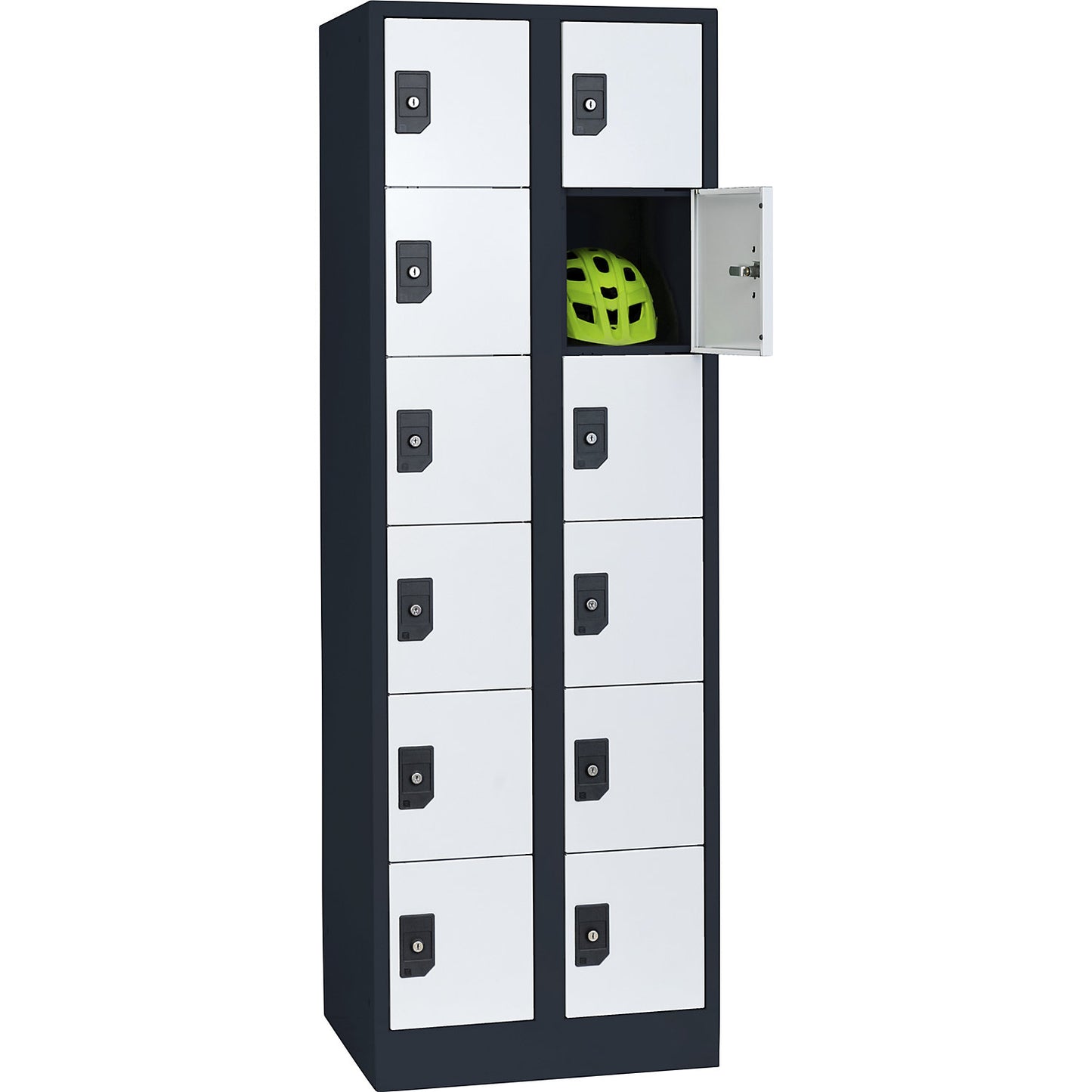 Stuttgart 6-fold compartment locker, 2 compartments, W 600 mm, charcoal / light grey.