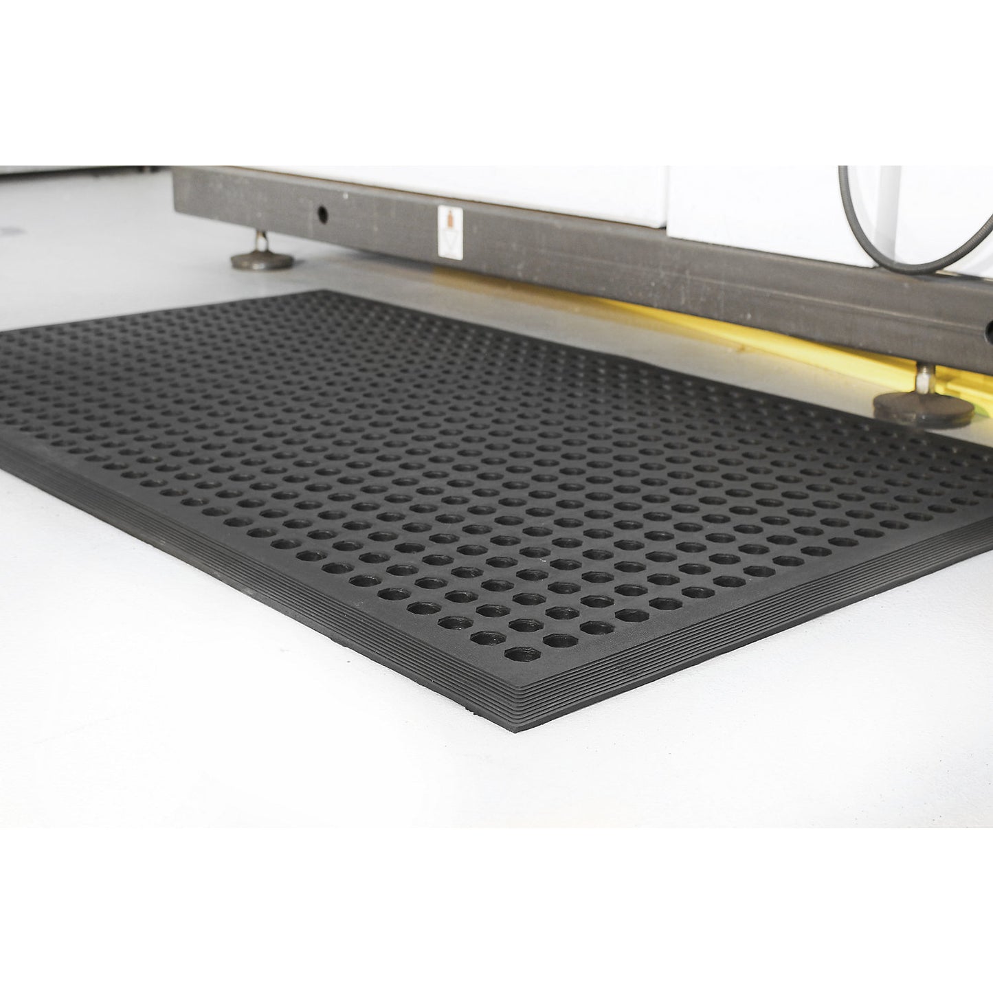 Worksafe perforated workstation matting, natural rubber, black.