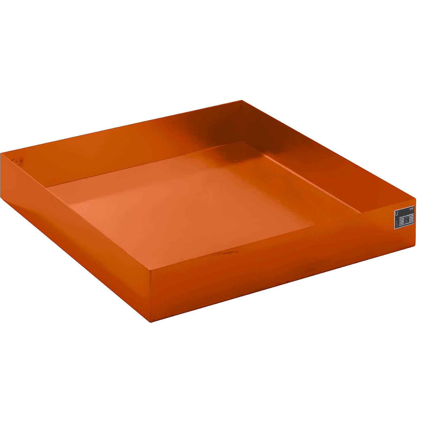 Pallet sump tray, LxWxH 1200 x 1200 x 185 mm, orange RAL 2000.